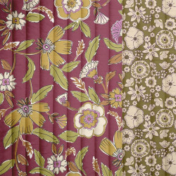 Printed Quilted Cotton MALANA / KASHI Plum / Green